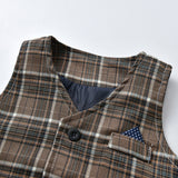 Kid Baby Boys Fall Plaid Suits 3 Pcs Sets