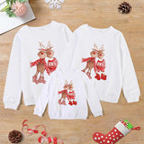 Family Matching Christmas Cartoon Cute Elk Print Creative Cotton Shirts