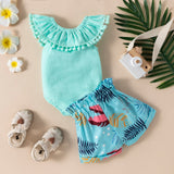 Baby Girls Summer Sleeveless Leaf Printed Shorts 2 Pcs Sets