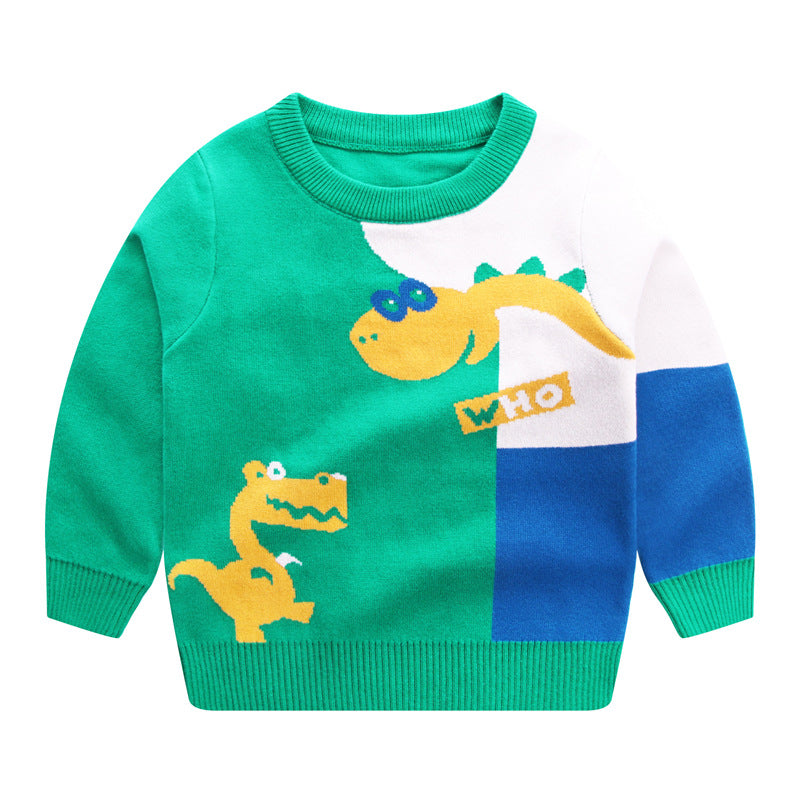 Kid Baby Boy Top Combed Cotton Dinosaur Sweater