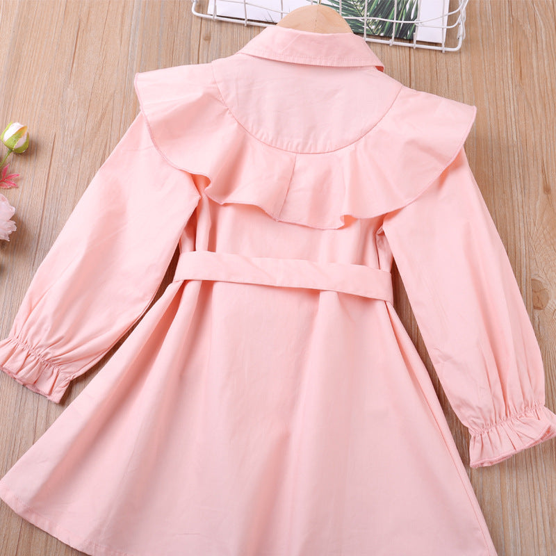 Spring Autumn New Kid Baby Girls Korean Lapel Pure Coat Outwear