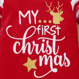 Baby Girl Jumpsuit Christmas Stripe Mosaic Printed Alphabet Rompers