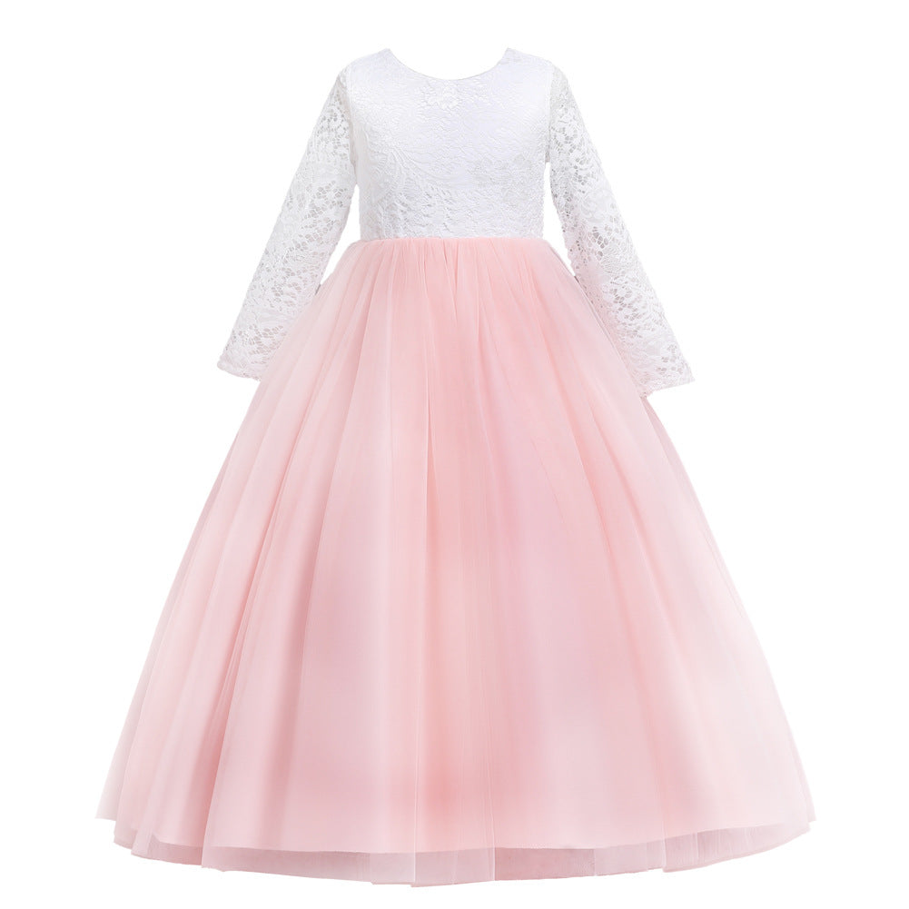 Kid Girl Flower Wedding Lace Gauze Dresses 3-12T