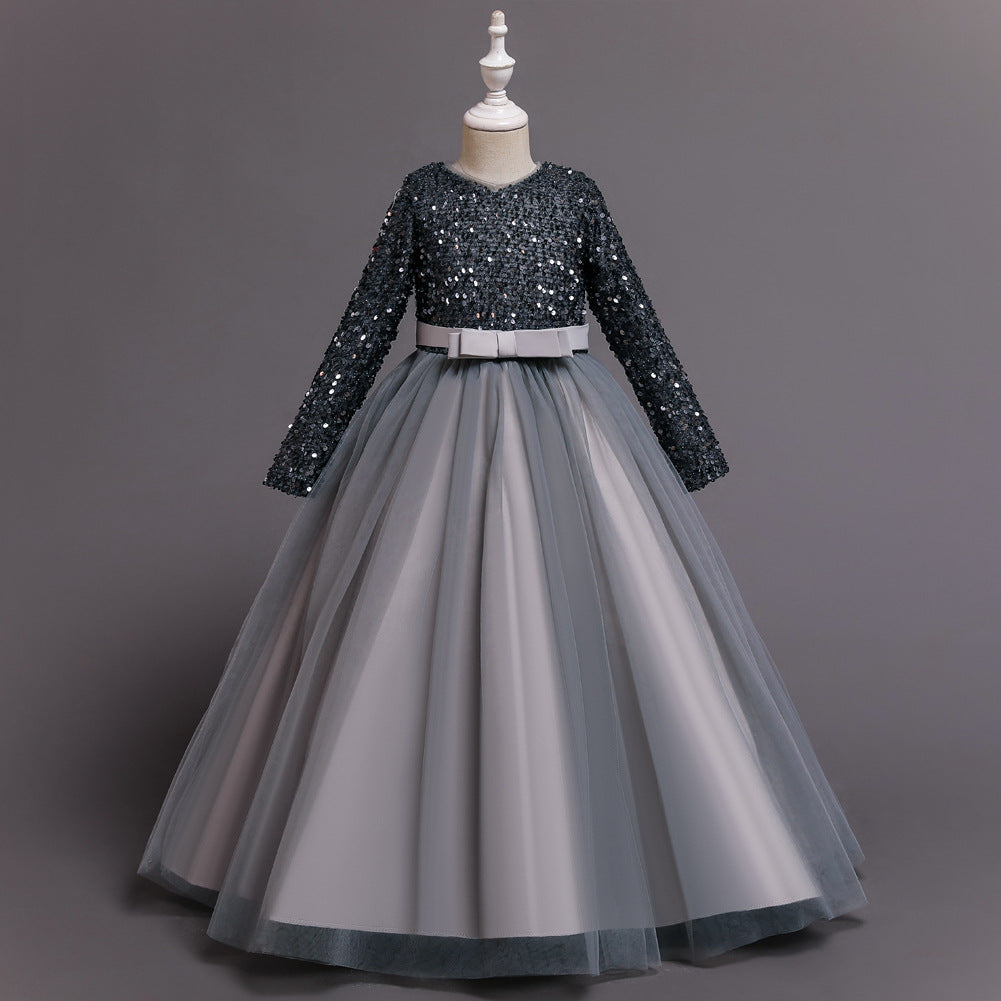 Kid Girl Princess Host Sequin Gauze Wedding Pompous Dresses