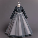 Kid Girl Princess Host Sequin Gauze Wedding Pompous Dresses