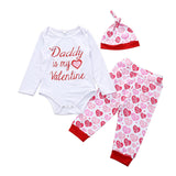 Baby Girl Long Sleeve Valentine's Day Spring 3 Pcs Set