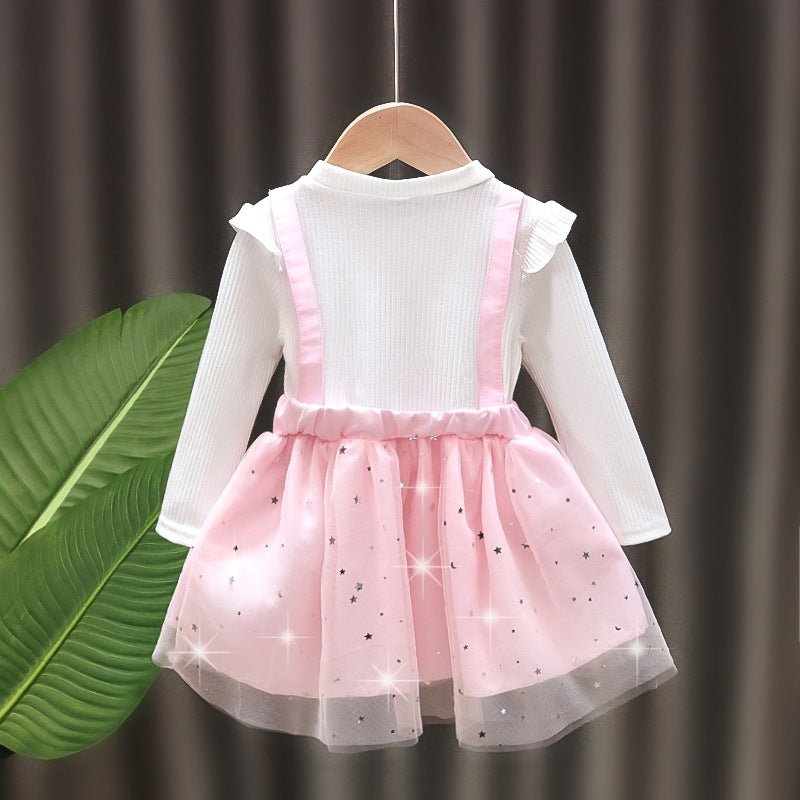 Kid Baby Girl Korean Gauze Braces Lace Dresses