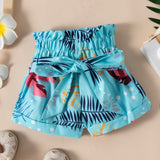 Baby Girls Summer Sleeveless Leaf Printed Shorts 2 Pcs Sets