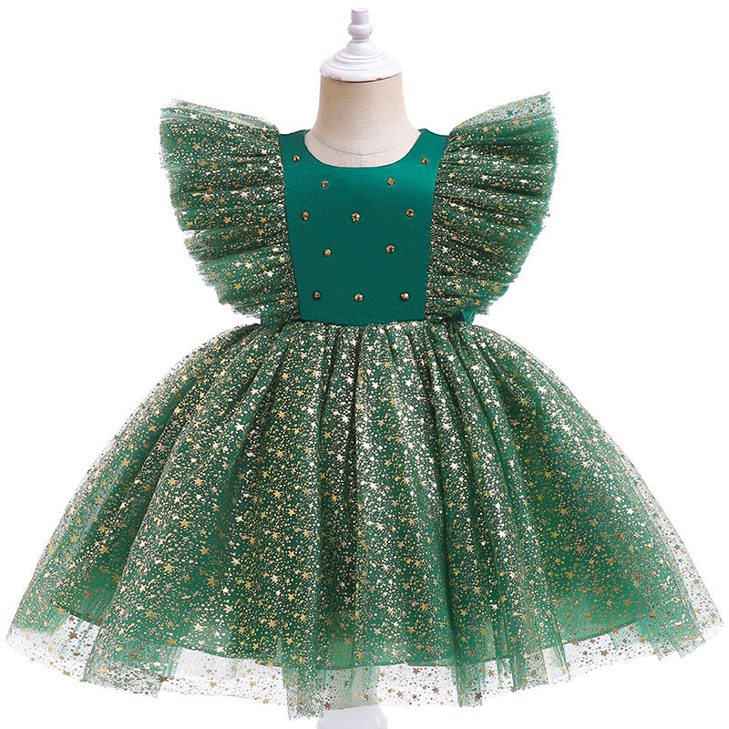 Kid Baby Girl Christmas Popular First Year Mesh Princess Dress