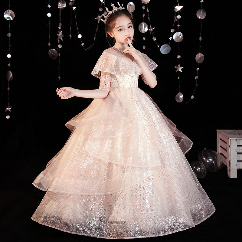 Kid Girl Princess Fluffy Yarn Formal Dresses