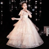 Kid Girl Princess Fluffy Yarn Formal Dresses