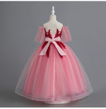 Kid Baby Girl Princess Pompous Yarn Long Flower Wedding Dresses
