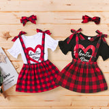 Kid Baby Girl Valentine's Day Love Short Sleeve 3 Pcs Sets