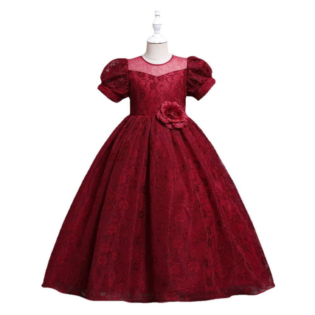 Kid Girl Princess Gauze Evening Lace Flower Pompous Dresses