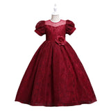 Kid Girl Princess Gauze Evening Lace Flower Pompous Dresses