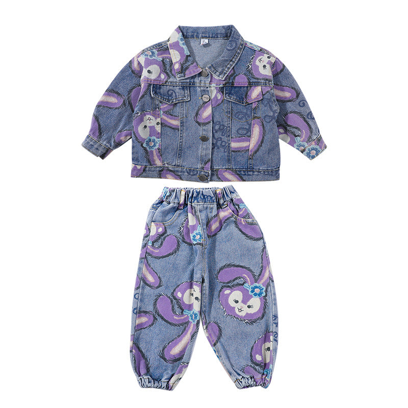 Kid Baby Girl Rabbit Cowboy Spring Autumn Leisure 2 Pcs Sets