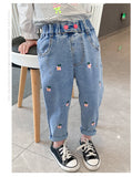 Kid Girls Flower Jeans Foreign Casual Trousers Spring Autumn Pants