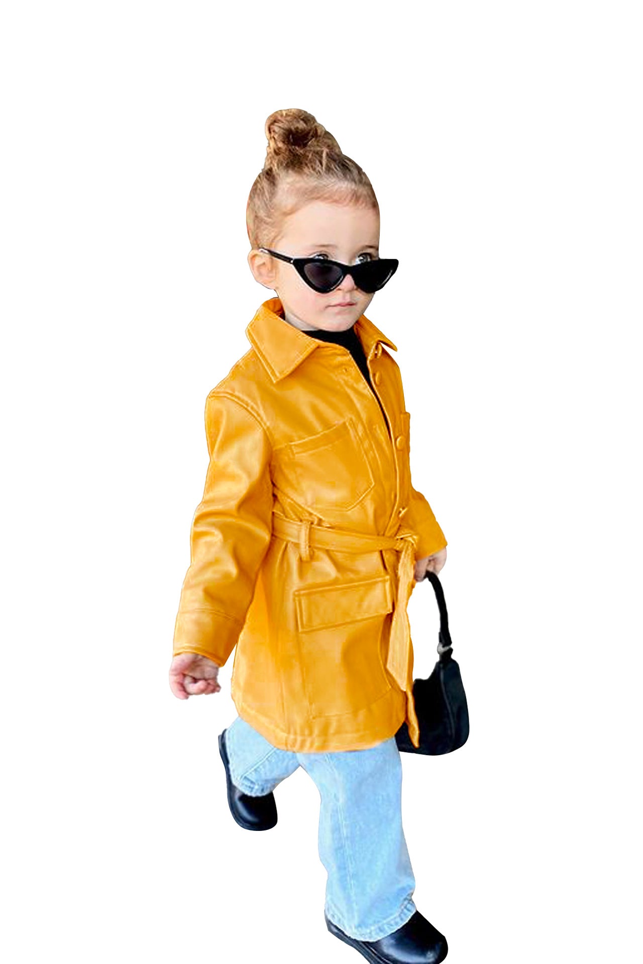 Kid Baby Girl Long Sleeve  INS Windbreaker Wind Leather Coat
