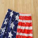 KidGirls Summer Independence Day Set Short Sleeve Striped Star 2 Pcs
