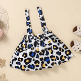 Kid Baby Girl Butterfly Leopard Print Suspenders 2 Pcs Sets