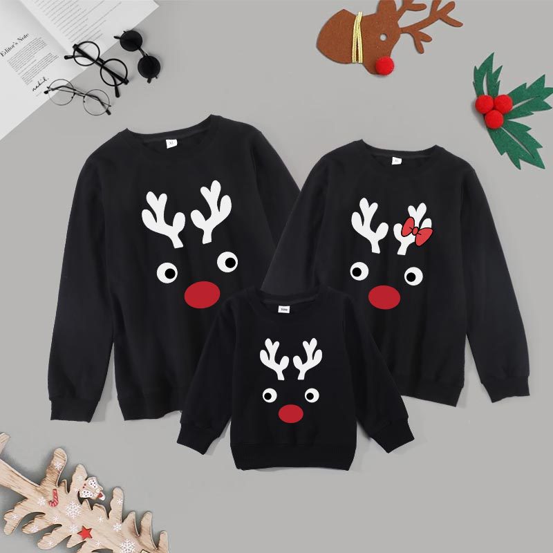 Family Matching Christmas Antler Printed Parent-child Cute Trend Shirts