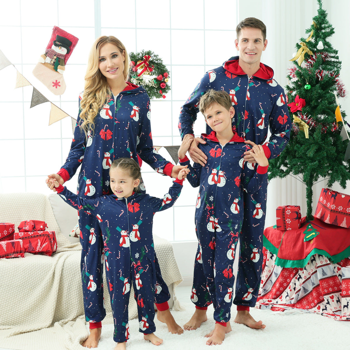 Parent-child Family Matching Christmas One-piece Pajamas