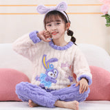 Kid Boy Girl Autumn Winter Jacquard Velvet Cute Cartoon Pajamas