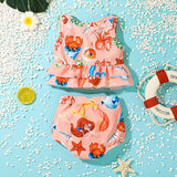Kid Baby Girls Summer Printed Cartoon Sleeveless One-piece Swimsuit