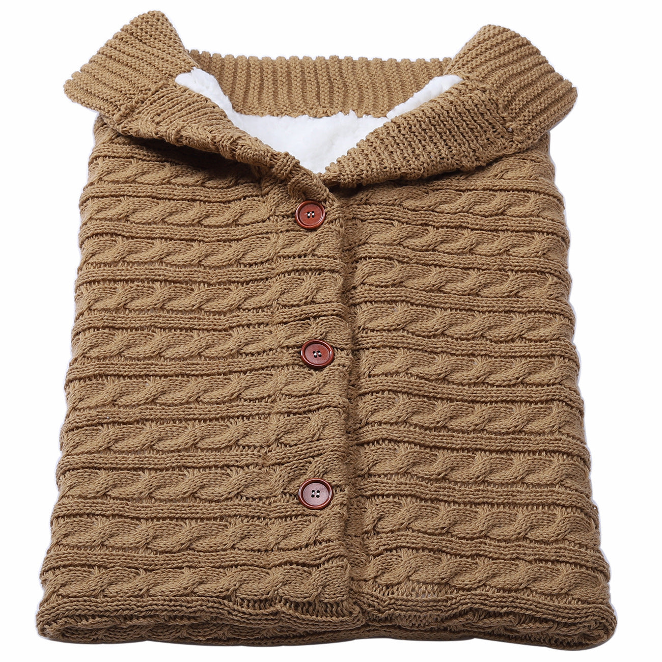 Baby Stroller Sleeping Outdoor Button Knitted Wool Fleece Thickened Pajamas