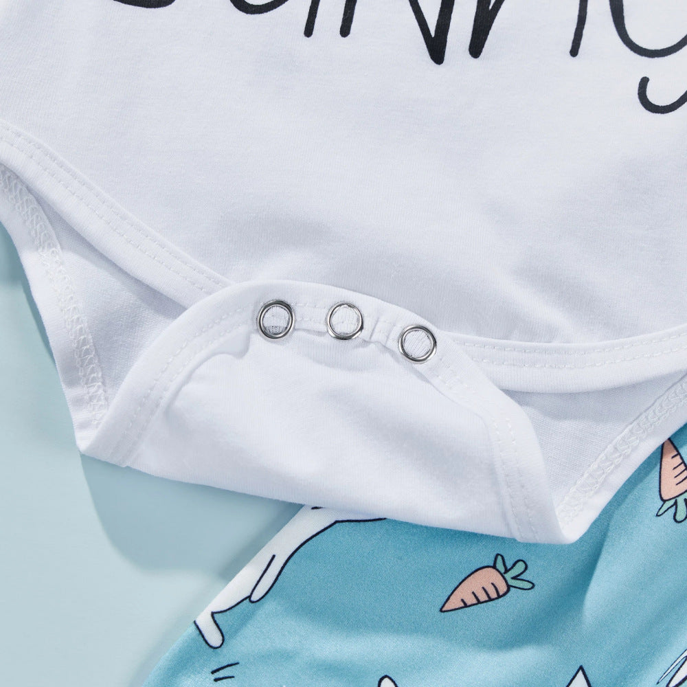 Easter New Baby Girl Rabbit Printed 3 Pcs Set