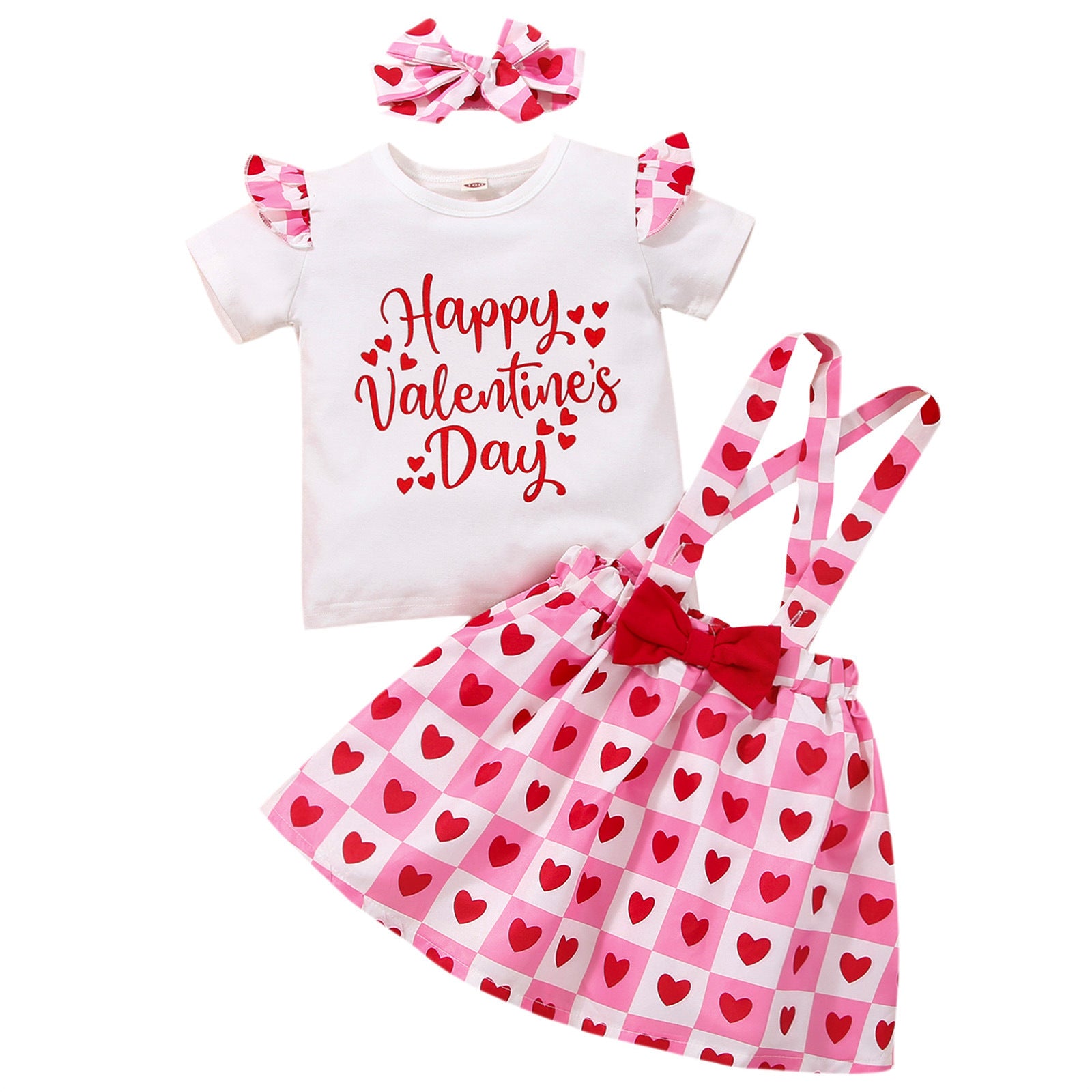 Valentine's Day Baby Girl Strap Suits 2 Pcs Set