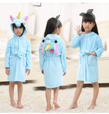 Kid Girl Flannel Pegasus Bathrobe Animal Gown Rainbow Cartoon Pajamas