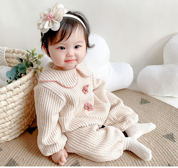 Baby Girl Onesie Little Princess Velvet Thickened Climbing Rompers