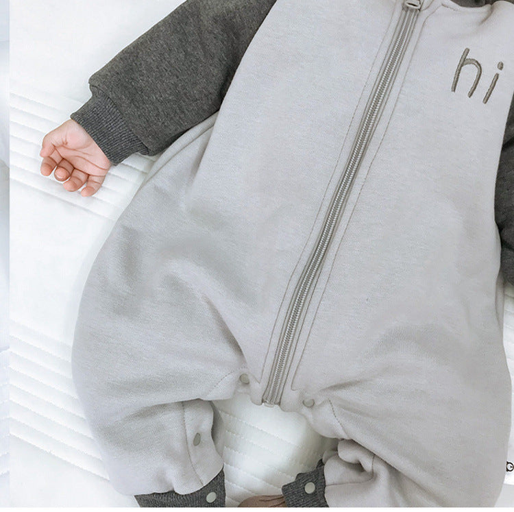Newborn Baby Warm One-piece Long Sleeve Wool Thick Climbing Rompers