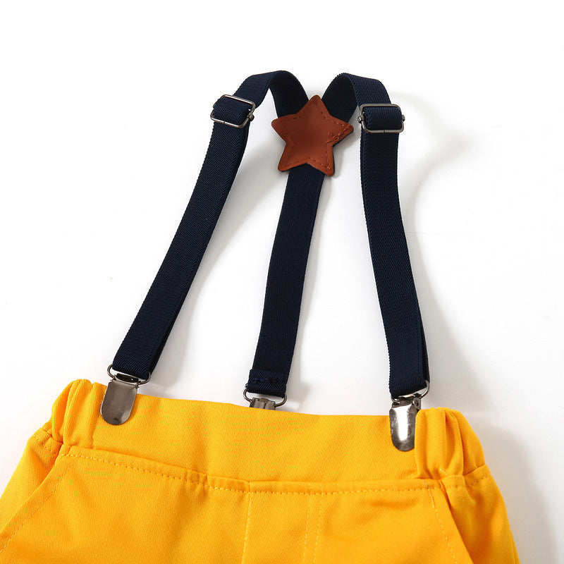 Kid Baby Boy Suit Summer Beach Short Sleeve Leaf Woven 2 Pcs Set