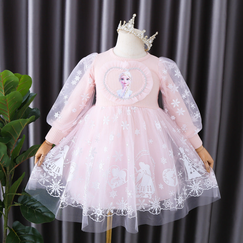 Kid Baby Girls Fashion Princess Frozen Spring Pomp Mesh Dresses