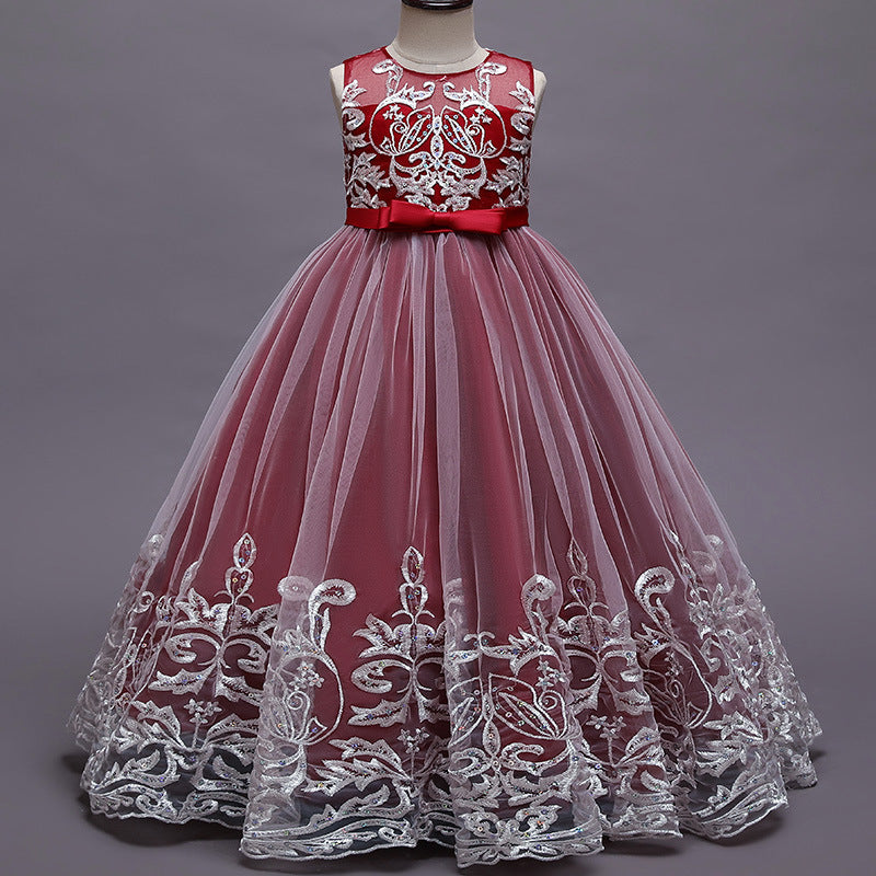 Kid Girl Princess Floral Lace Gown Sequins Gradual Change Dresses