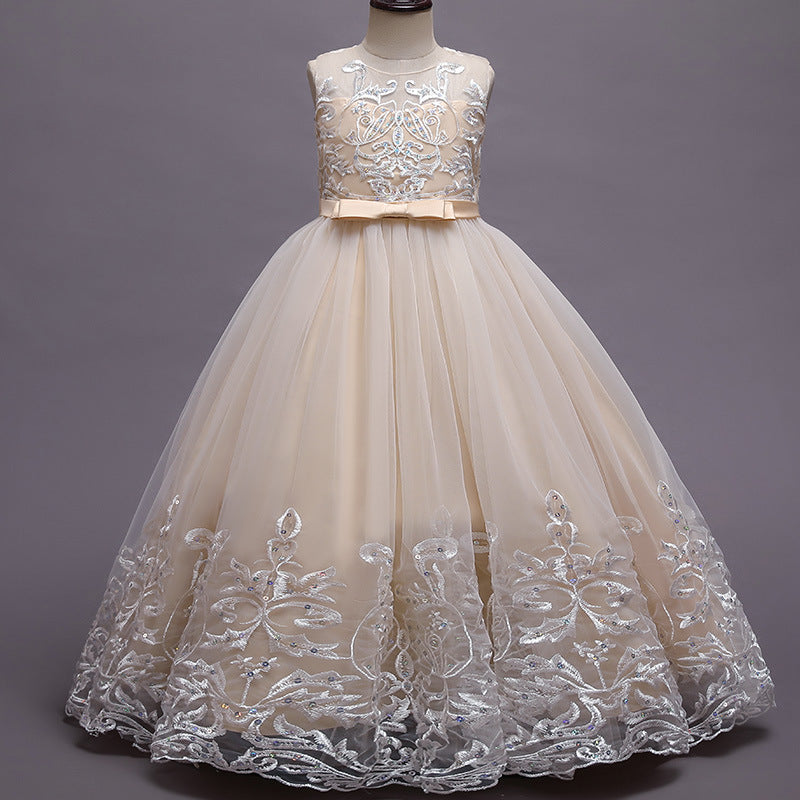 Kid Girl Princess Floral Lace Gown Sequins Gradual Change Dresses