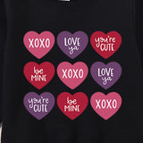 Family Matching Valentine Shirts Love Printed Mother-daughter Spring Tops
