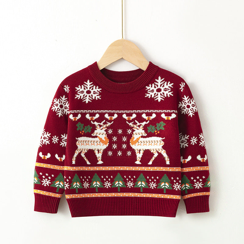 Kid Baby Boy Girl Christmas Moose Bottoming Sweater