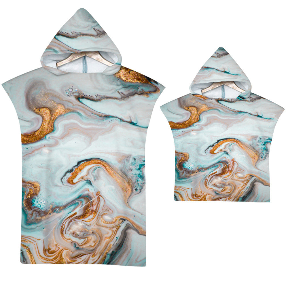Adult Microfiber Fabric Marble Bath Towels  Bathrobe Cloaks Pajamas
