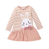 Kid Baby Girl Stripe Casual Rabbit Pattern A-line Dresses