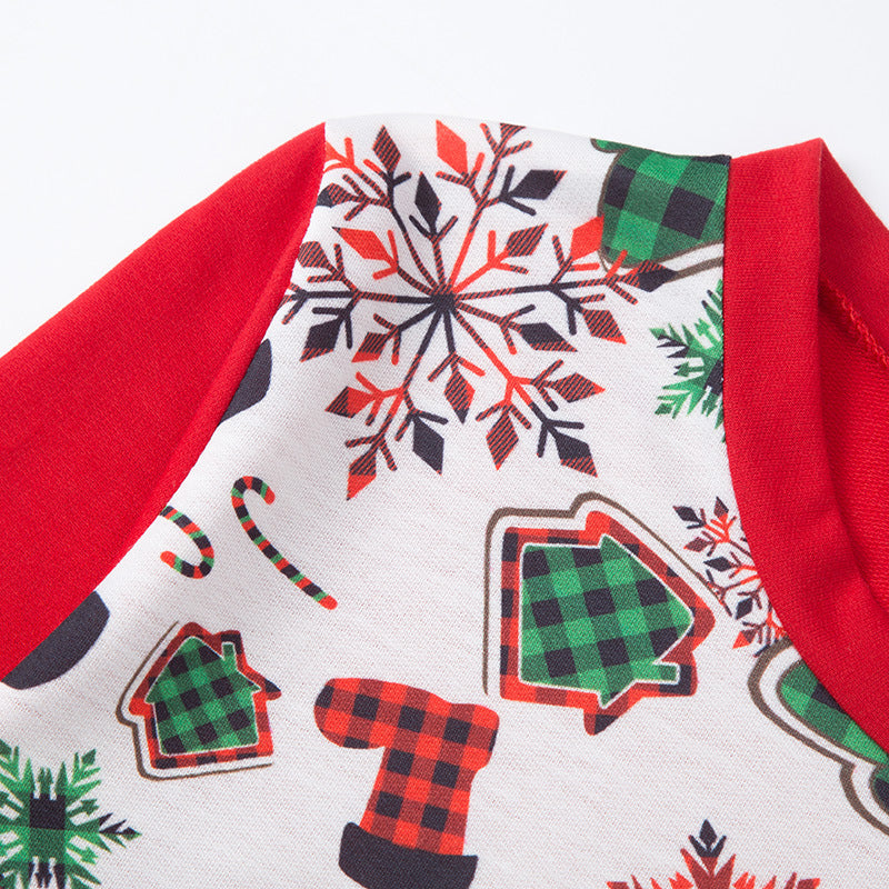 Family Matching Parent-child Hoodie Christmas Print Round Neck Shirts