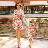 Family Matching Flower Mother and Daughter Dresses