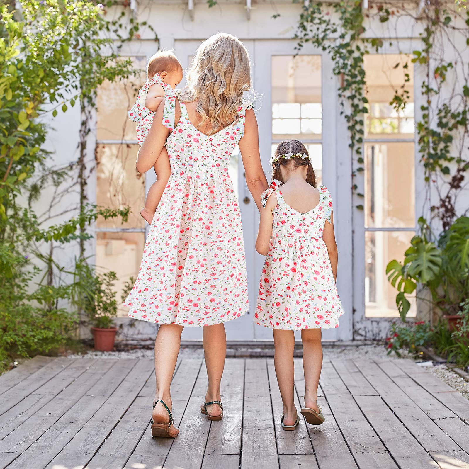 Family Matching Mother-daughter Parent-child Lovely Floral Dresses