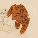 Kid Baby Boy Cute Cartoon Dinosaur Print 2 Pcs Sets