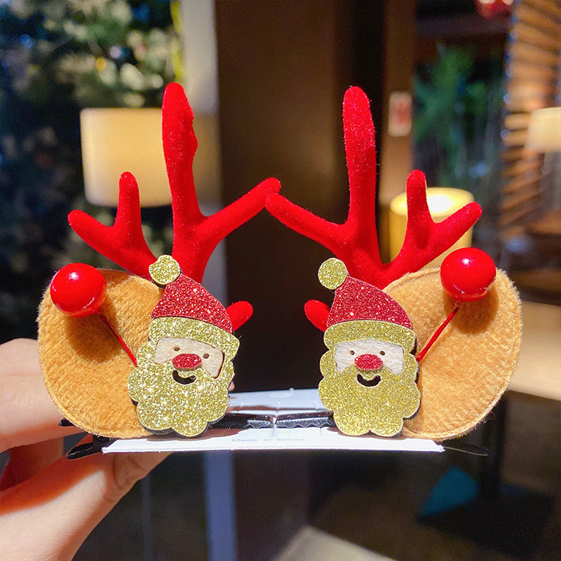 Kid Girl Christmas Hair Clip Small Antler Clip Elk Headdress Three-dimensional Headwear