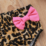 Baby Girl Rose Yellow Bow Leopard Print Swimsuit
