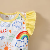 Baby Girl Onesie Rainbow Graffiti Short Sleeve Crawl Rompers