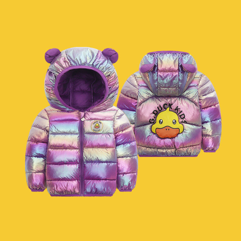 Kid Baby Boy Girl Dazzle Down Cotton Jacket Thick Hooded Coat